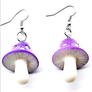 Purple Mushroom Dangle Earrings